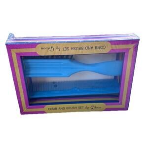 Vintage Comb And Brush Set Gibson Nylon Bristle Blue Brush NOS New Sealed 80's